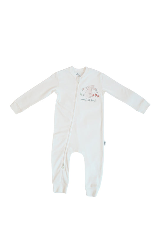 100% Organic Cotton - Zipper Bodysuit - Red Bunny - OBabyz