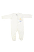 Load image into Gallery viewer, Snap Front Footy without mitts in Off white / Flowers - OBabyz