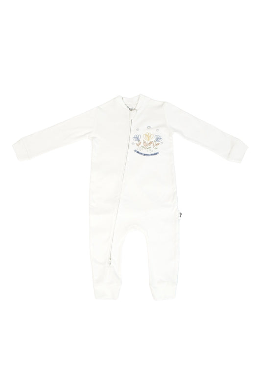 100% Organic Cotton - Zipper Bodysuit - Dady Love Floral - OBabyz