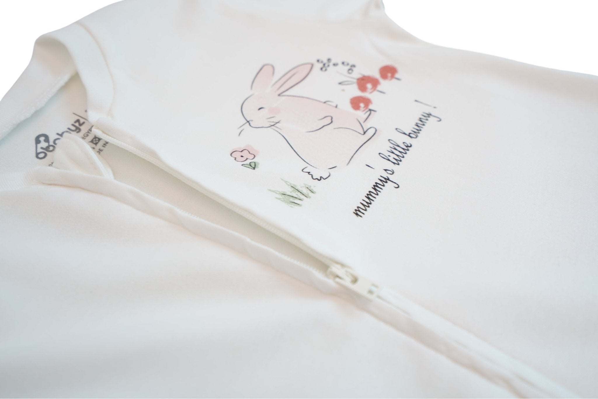 100% Organic Cotton - Zipper Bodysuit - Red Bunny - OBabyz