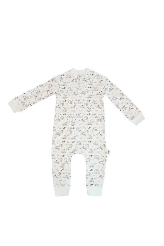 100% Organic Cotton - Zipper Bodysuit - Woodland - OBabyz