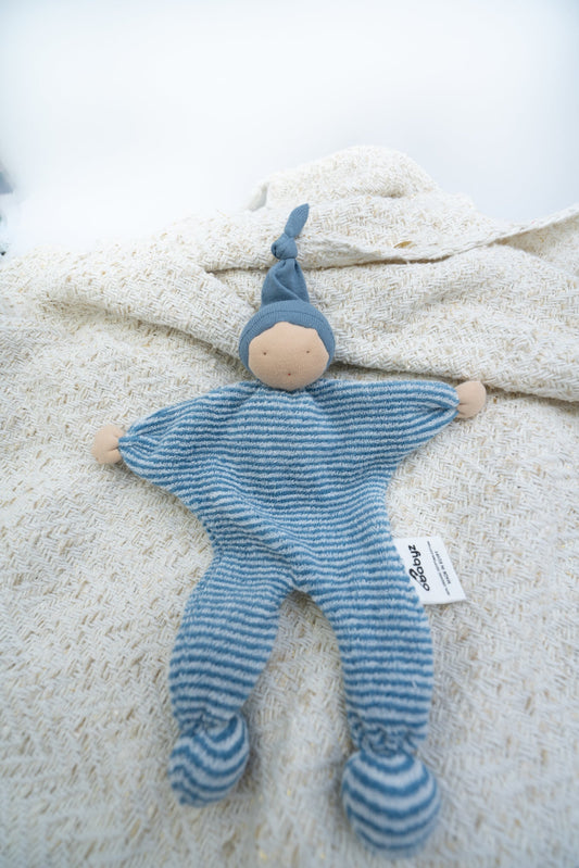 Hug-A-Heart Baby - Blue Stripe - 100% Organic Cotton - OBabyz