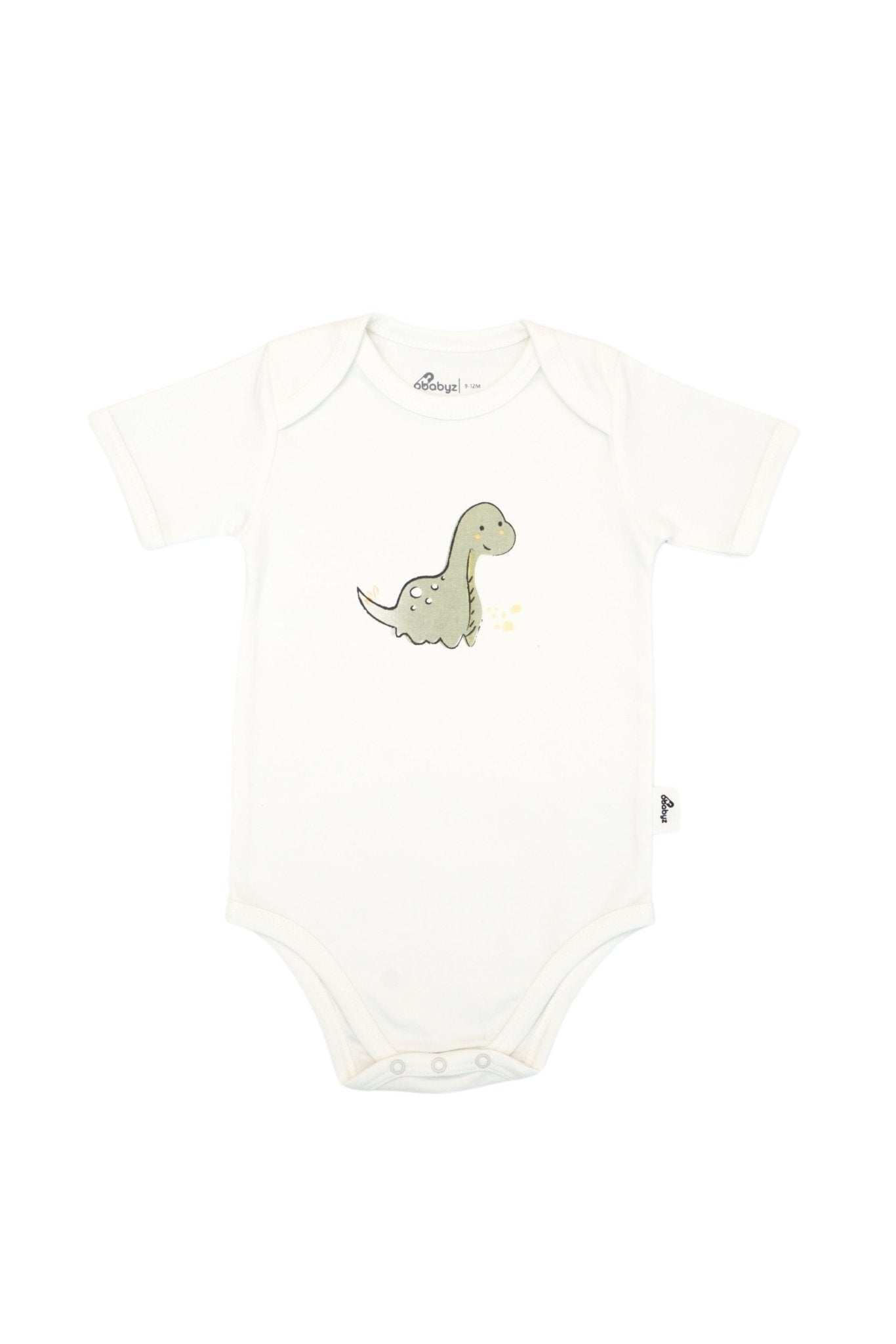 Short-Sleeve Bodysuit in Off white / Green Dino - OBabyz