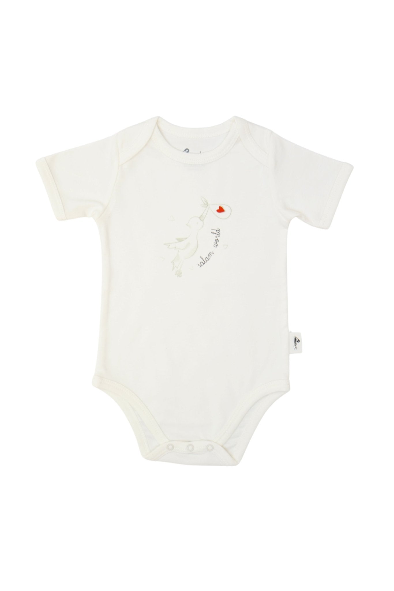 Short-Sleeve Bodysuit in Off white / Stork - OBabyz