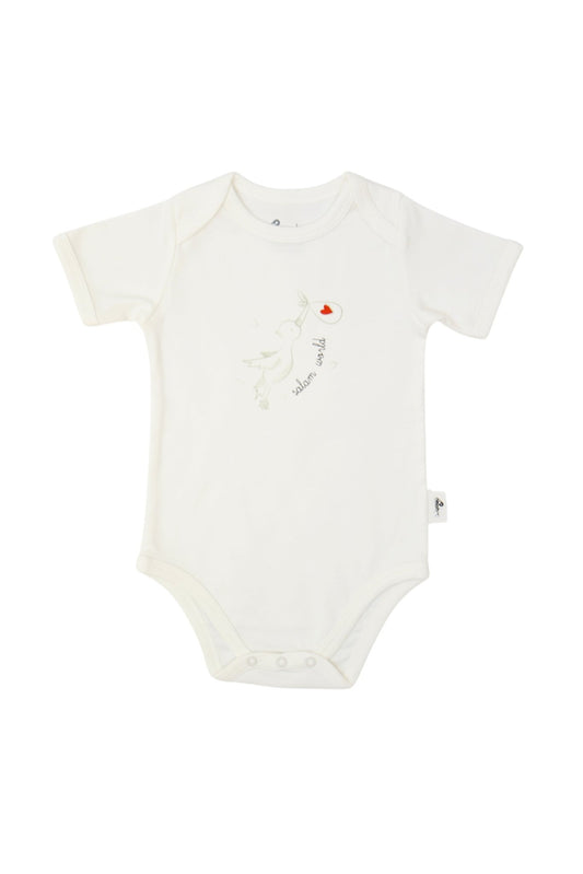Short-Sleeve Bodysuit in Off white / Stork - OBabyz