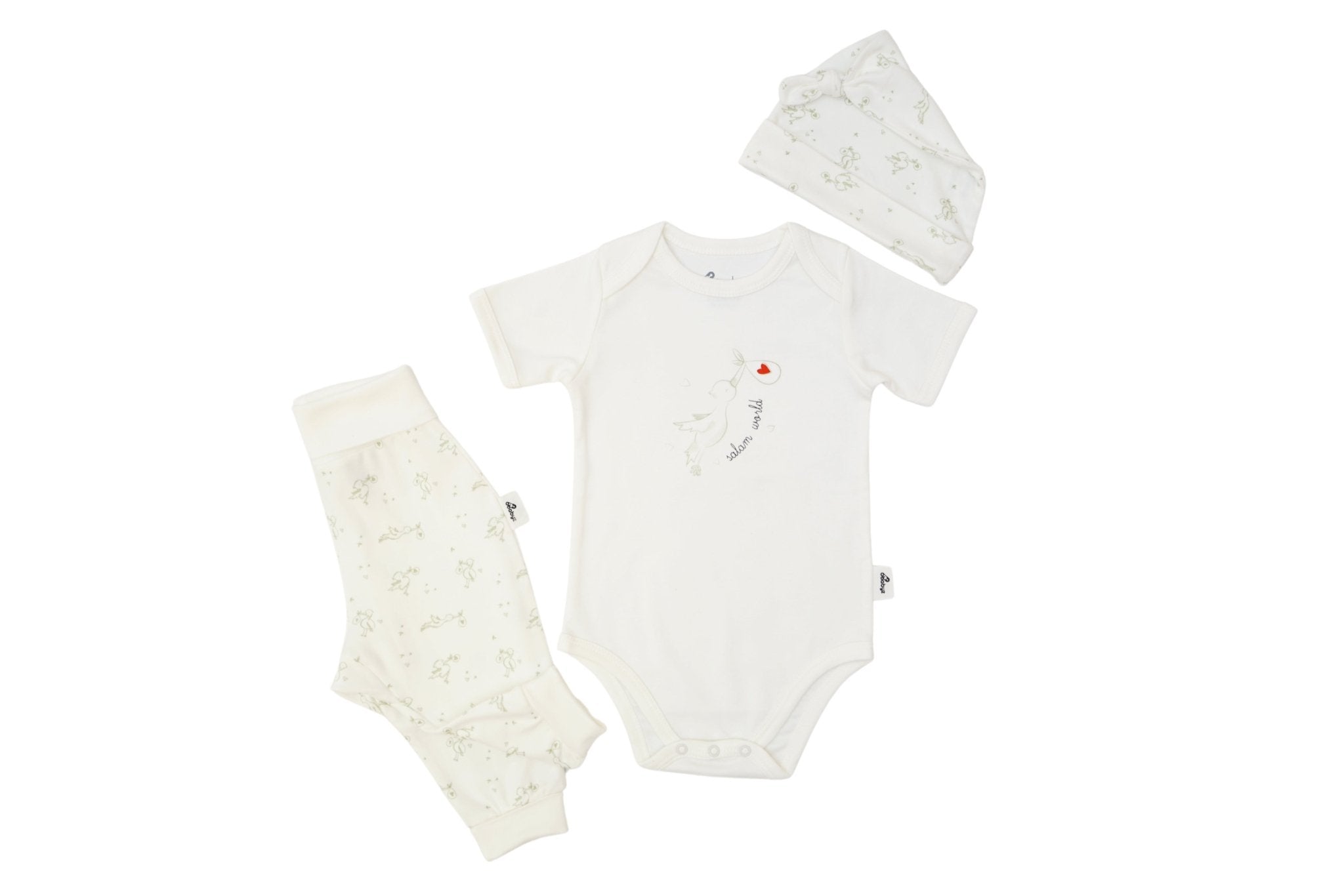 Short-Sleeve Bodysuit in Off white / Stork - OBabyz