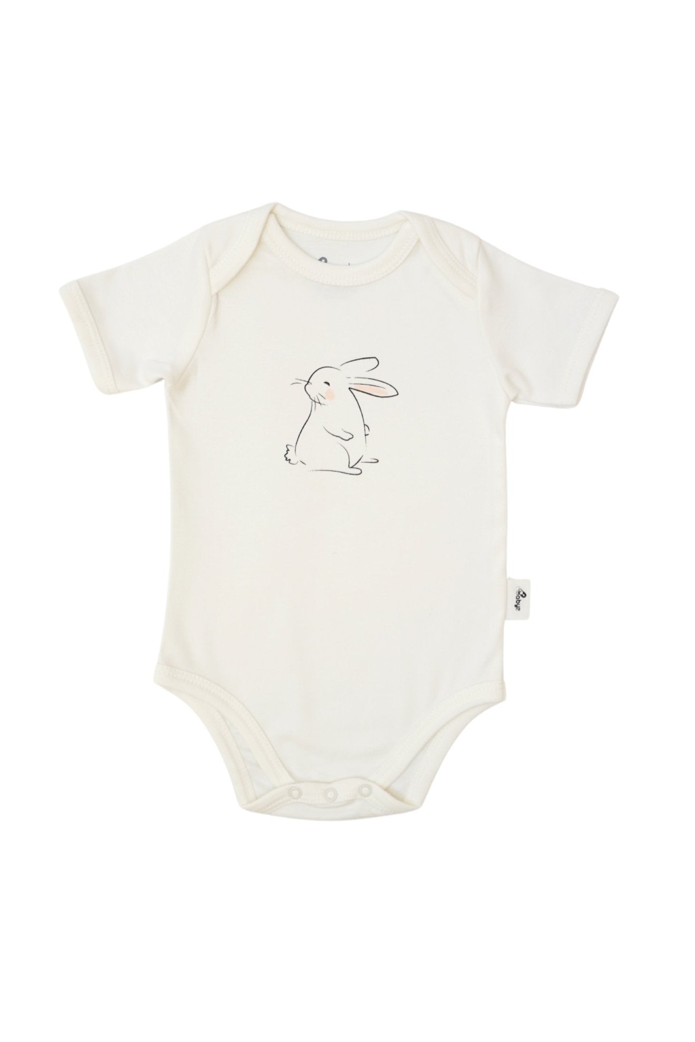 Short-Sleeve Bodysuit in Off white / white rabbit - OBabyz