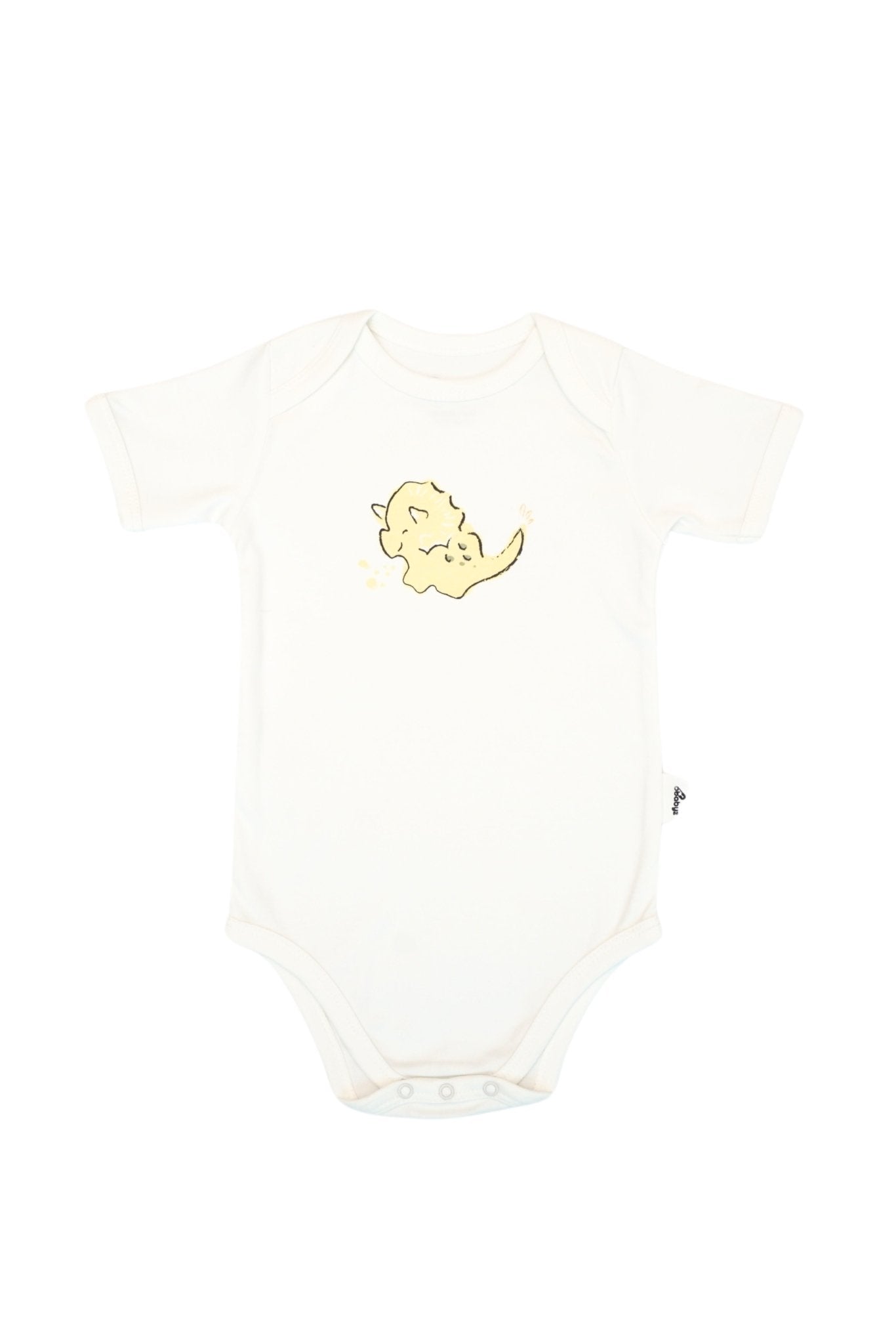 Short-Sleeve Bodysuit in Off white / Yellow Dino - OBabyz