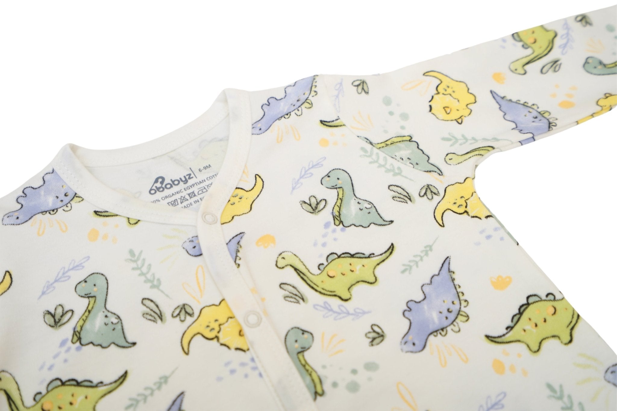 Snap Front Footy without mitts in Dino print - OBabyz