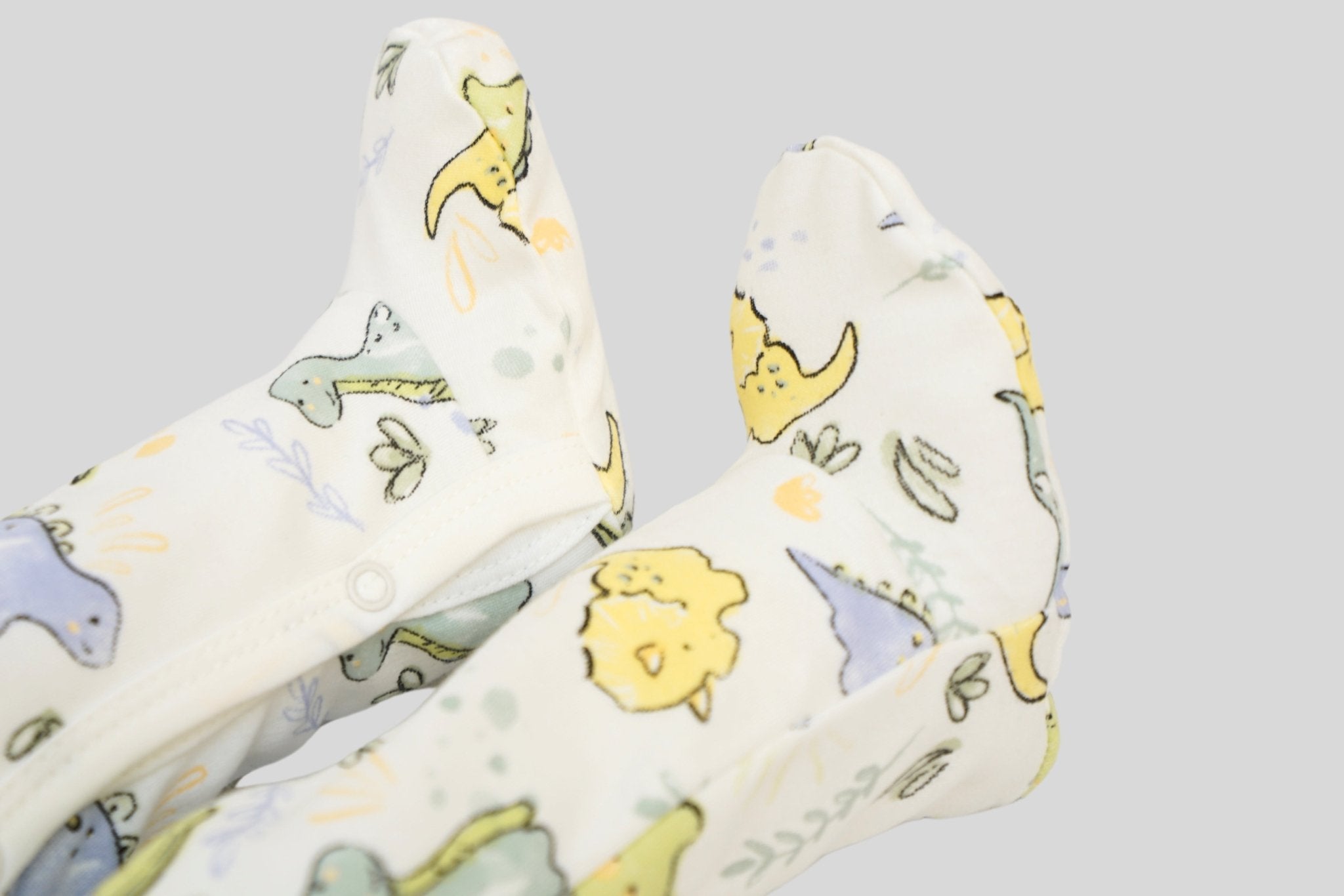 Snap Front Footy without mitts in Dino print - OBabyz