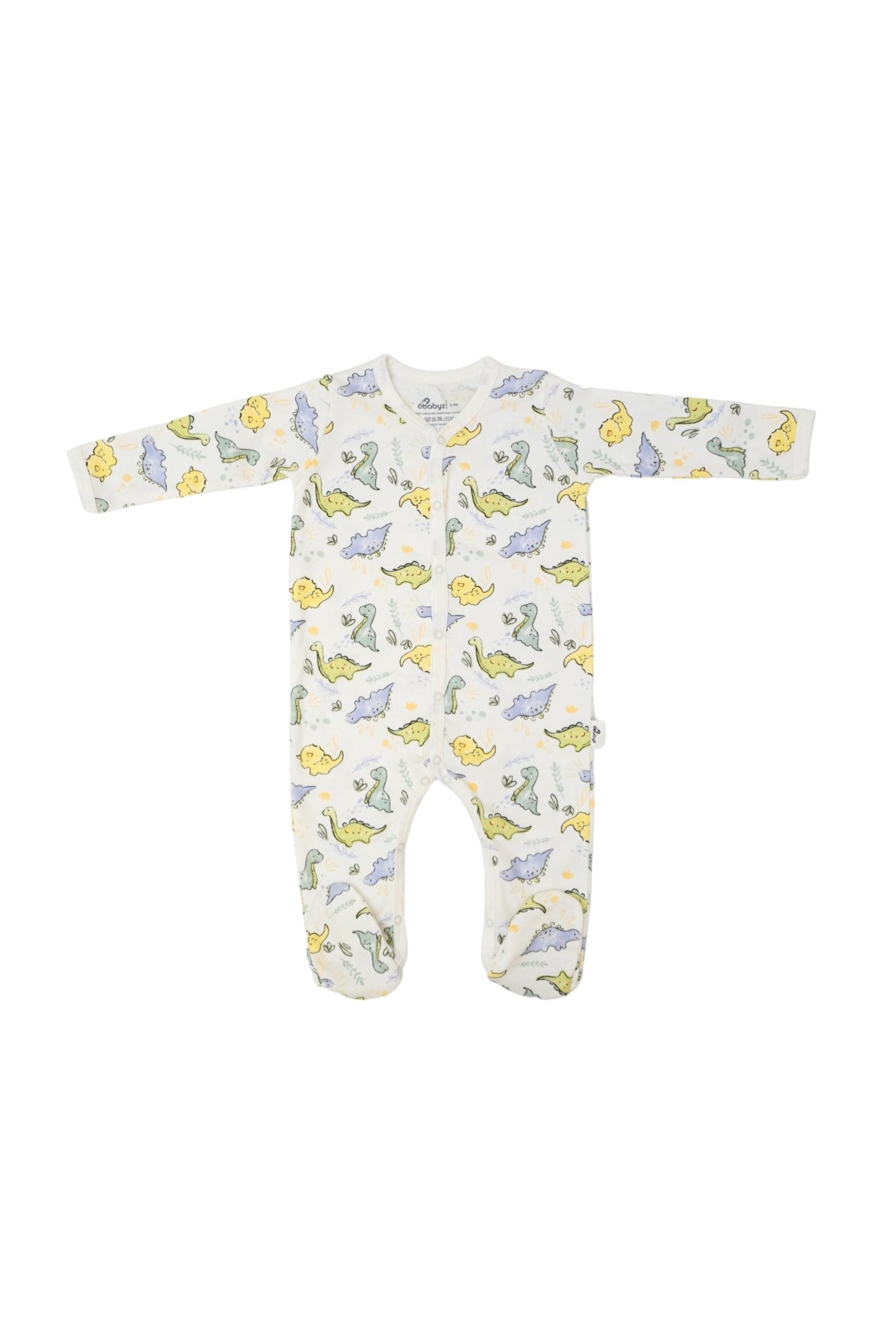 Snap Front Footy without mitts in Dino print - OBabyz