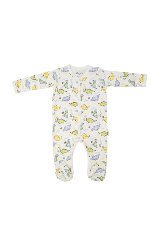Snap Front Footy without mitts in Dino print - OBabyz